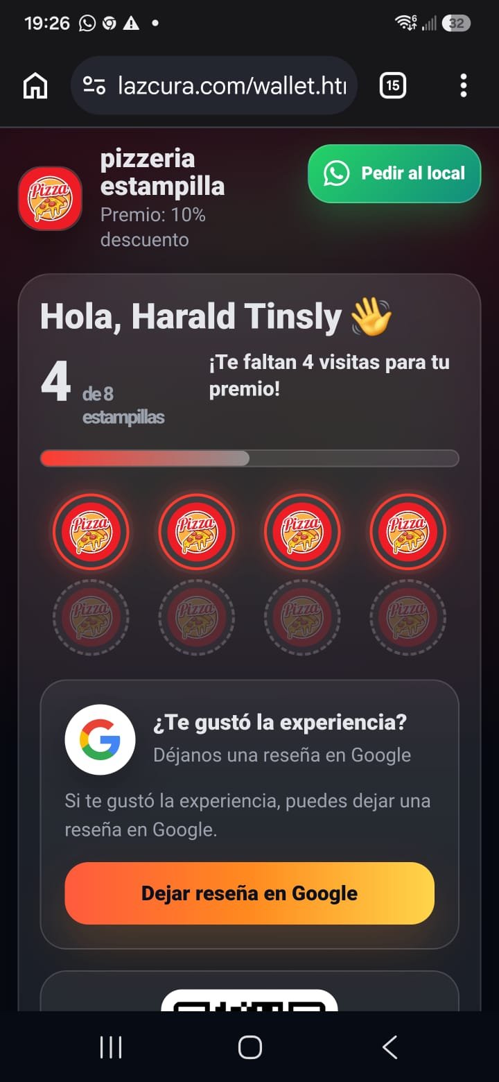 Ejemplo real del programa de estampillas Lazcura